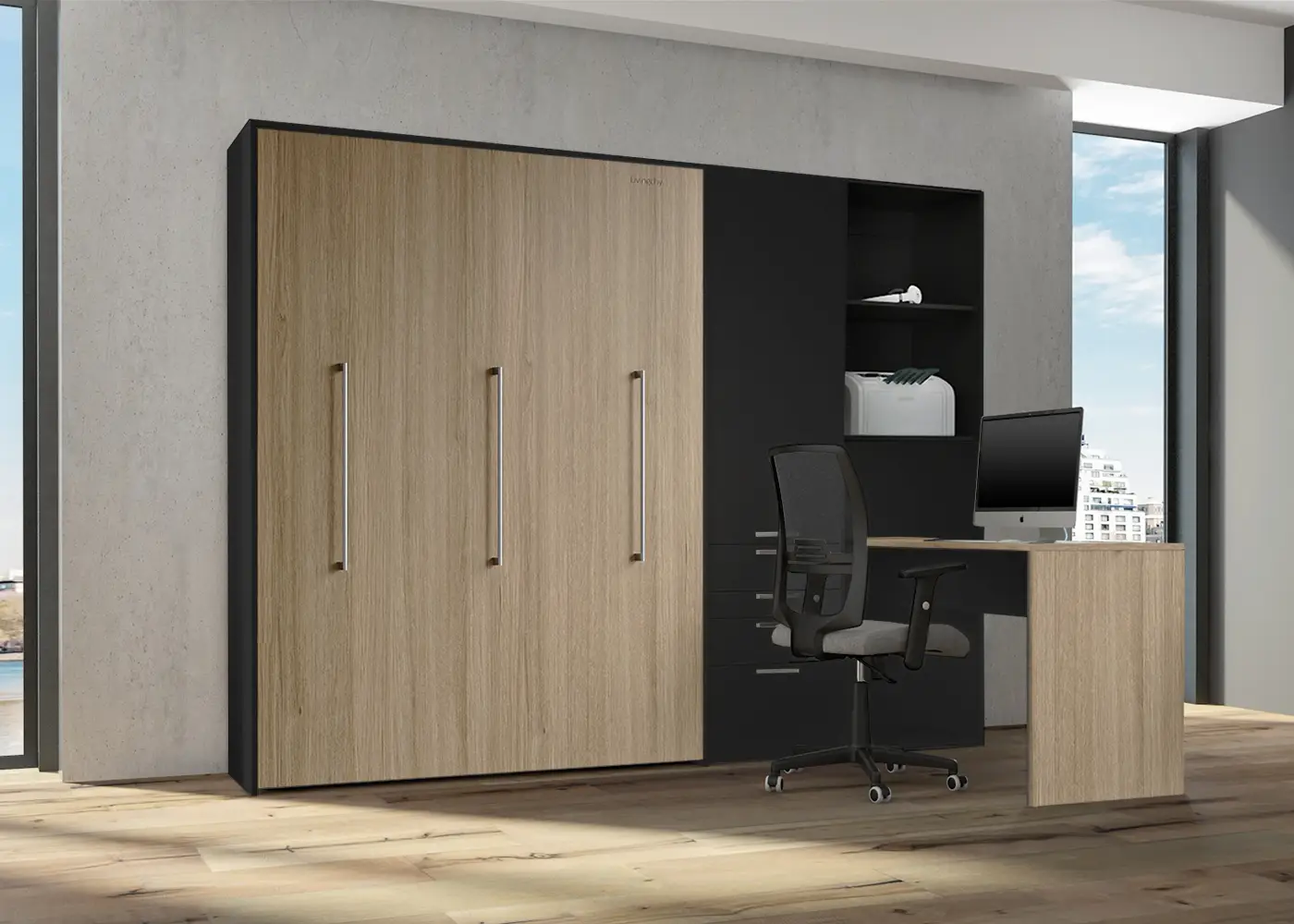 Bruxelles Murphy bed with desk and storage | LA PLACE