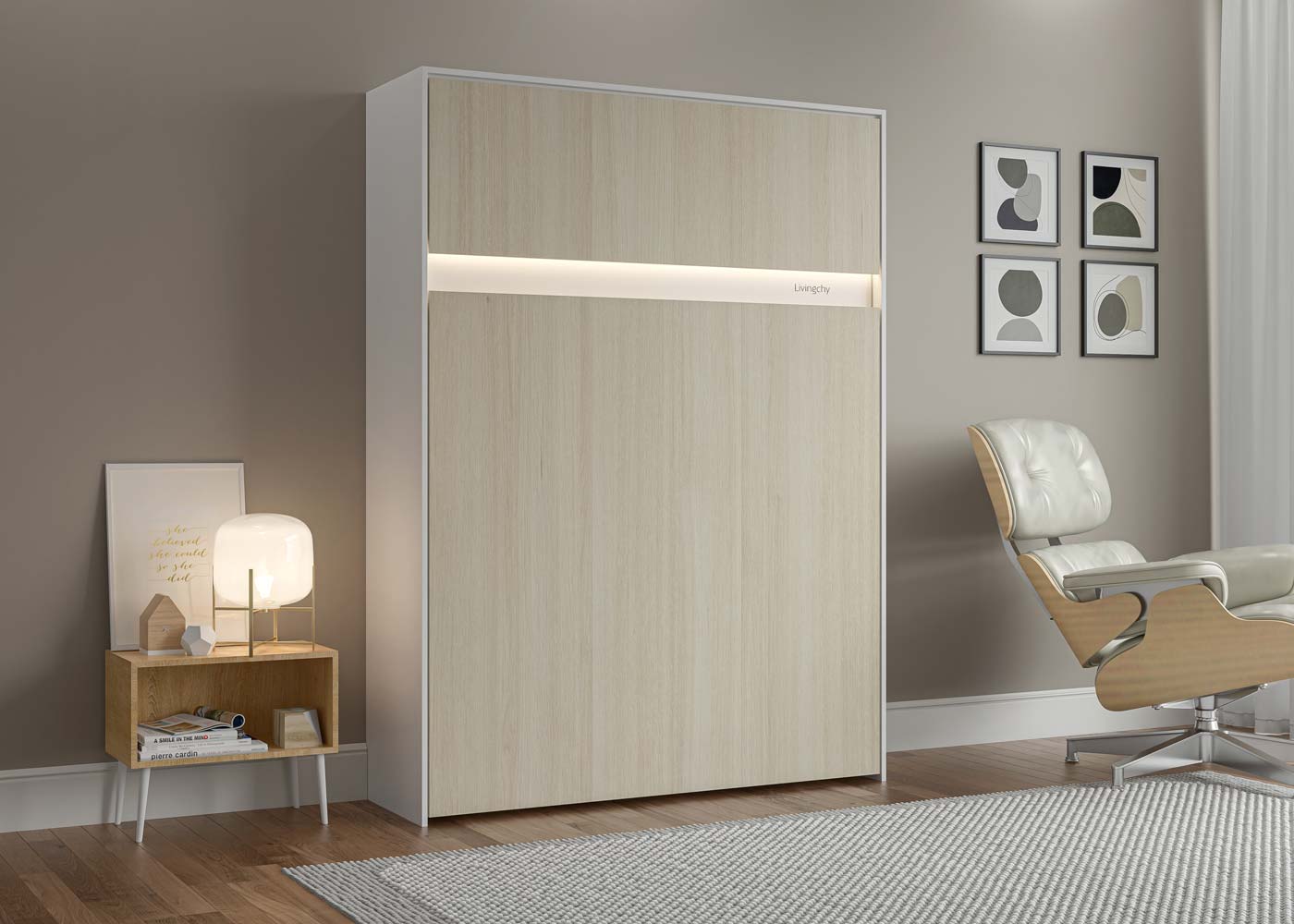 Lifestyle Solitary Vertical White Murphy Bed