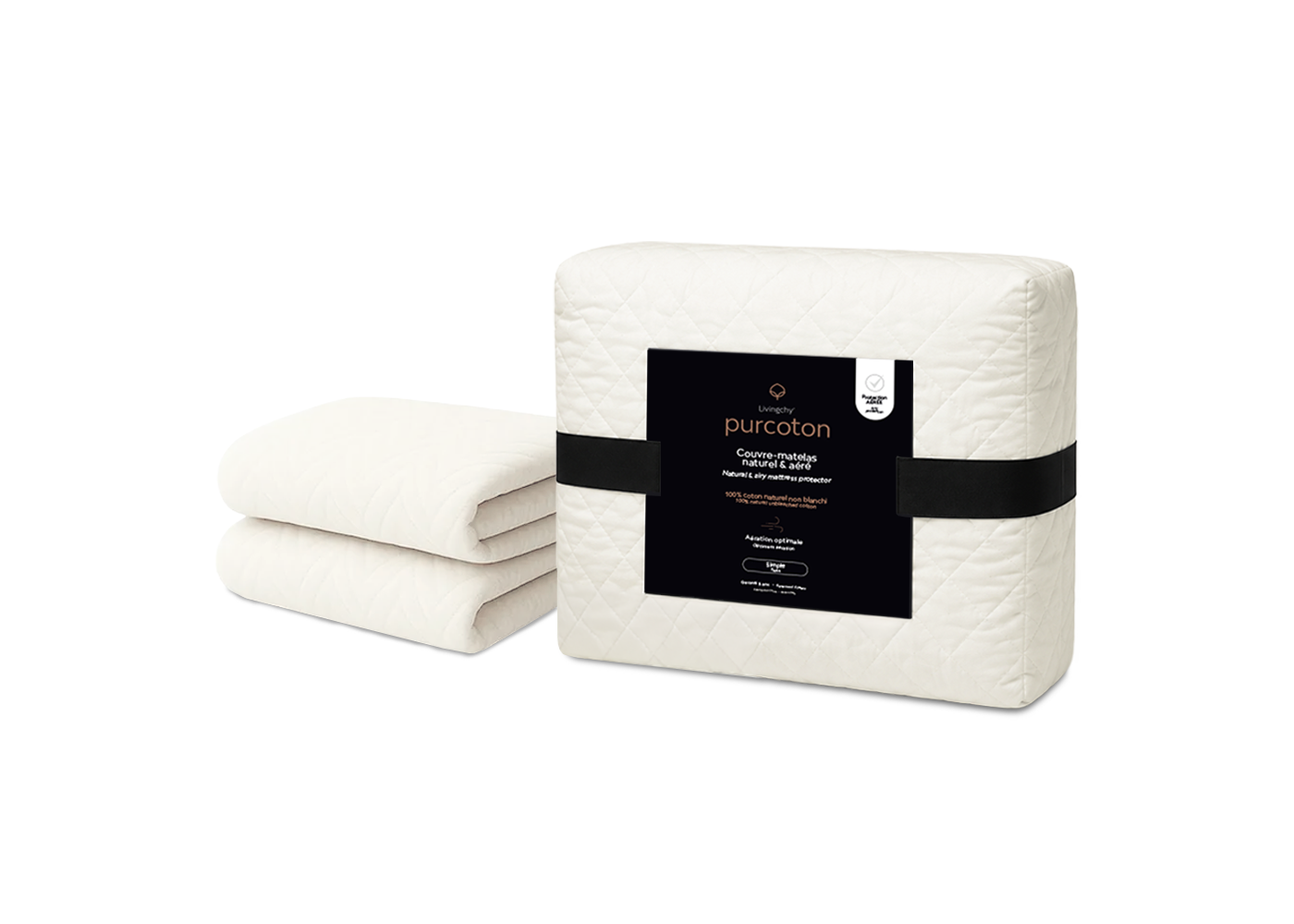 Couvre-matelas naturel et aéré Purcoton - LA PLACE